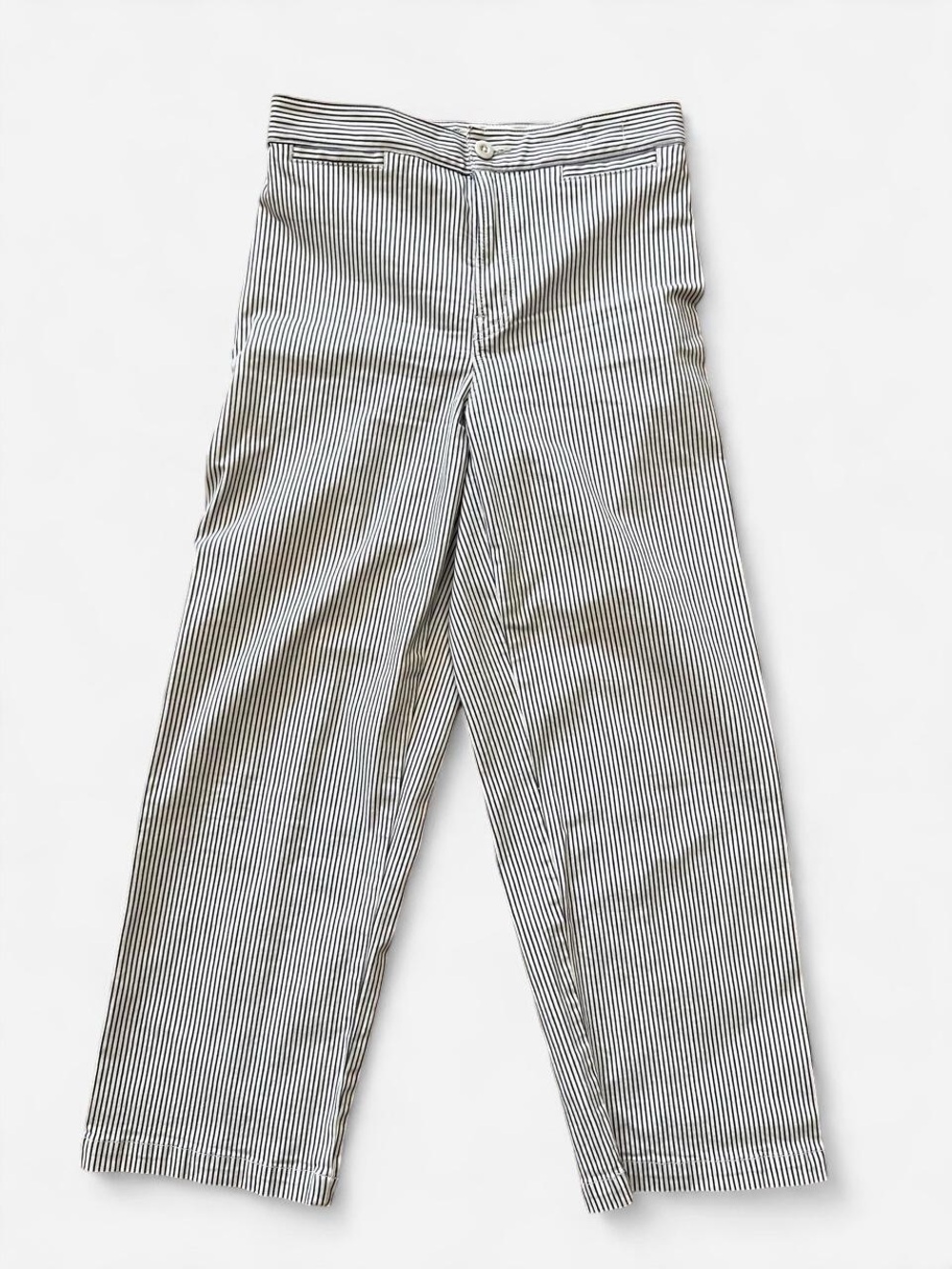 Madewell Emmett Wide Leg Crop Pants Railroad Stripe Purple White Highrise Sz 24